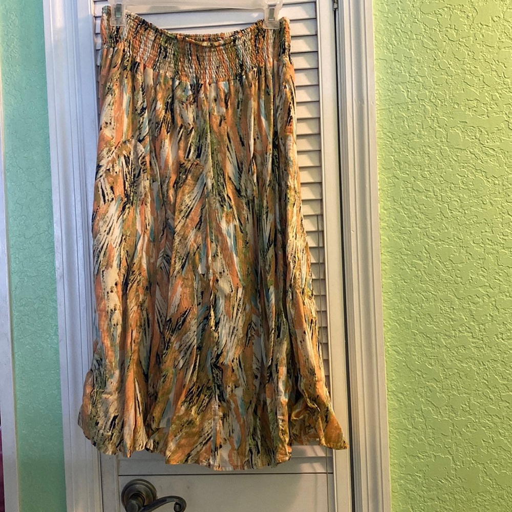 Nue Options Women’s Patterned Yellow and Green Maxi Skirt 10
